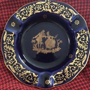 Limoges France, cobalt blue and gold dish